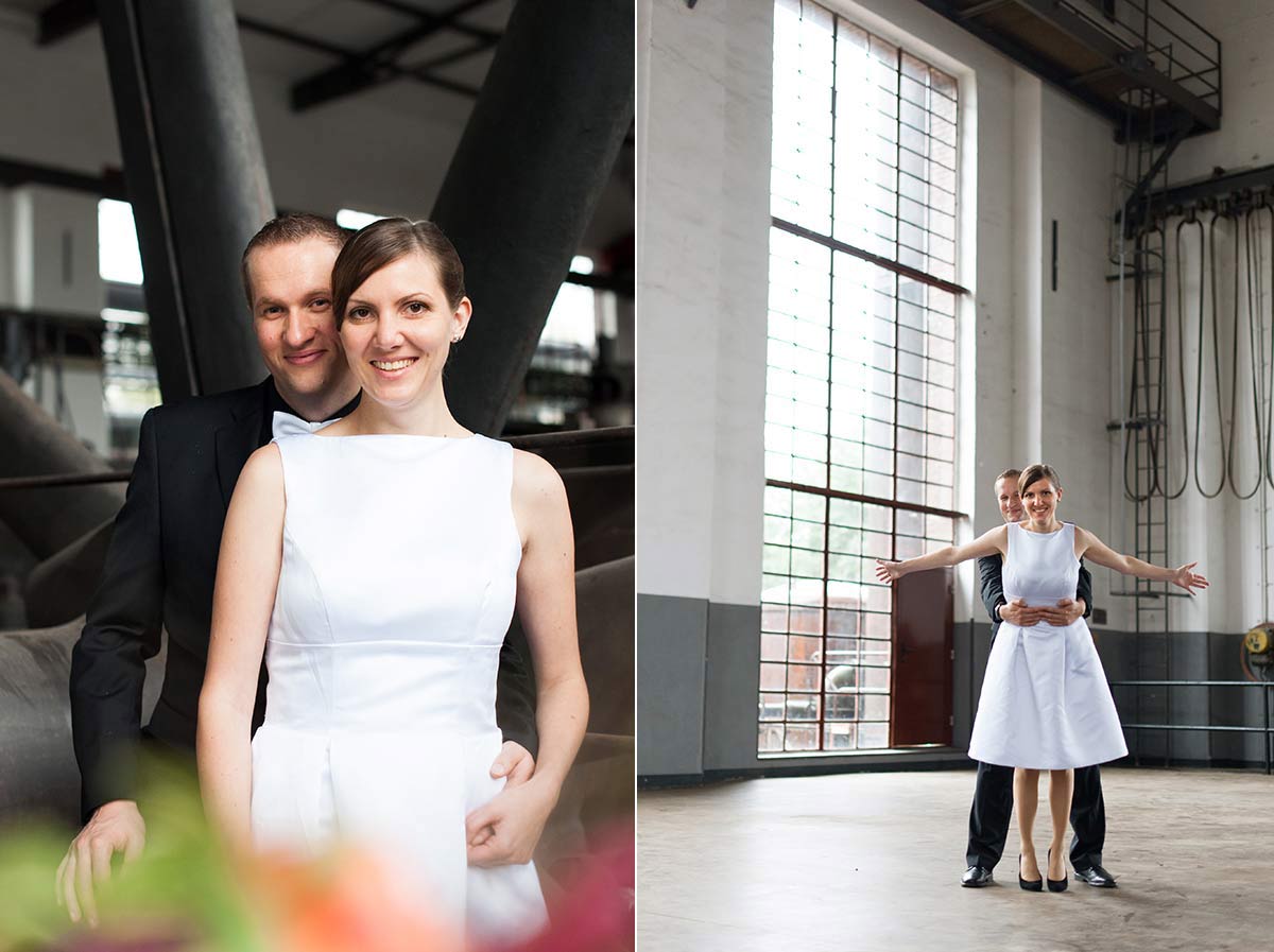 Honeylight Hochzeitsfotograf: Portrait des Brautpaares in der Hochzeitslocation Zeche Zollern in Dortmund